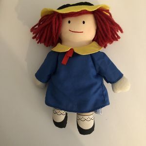 Vintage Eden Madeline Doll 1990 Yellow Hat Blue Coat Plush Stuffed Animal Toy